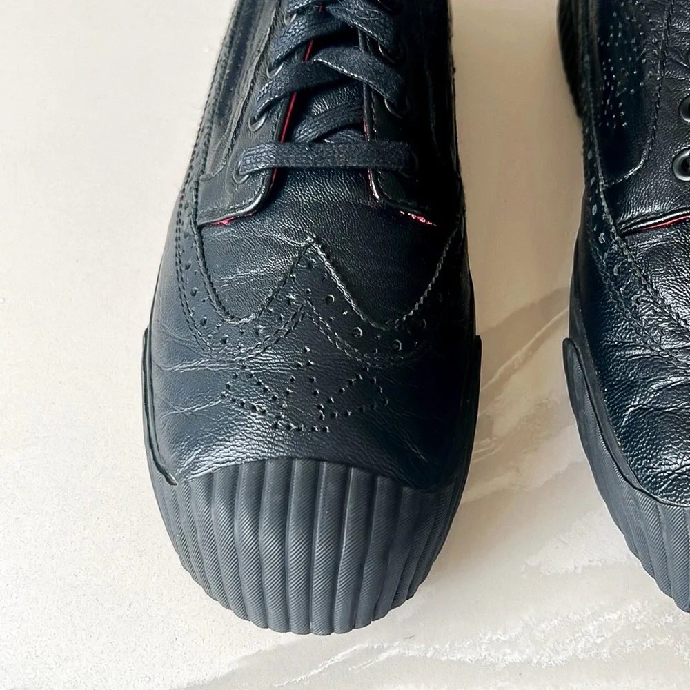 PF Flyers Brogue Men’s Black Leather Wingtip Sneakers Mens Sz 9.5 Womens Sz 11 - Picture 5 of 14